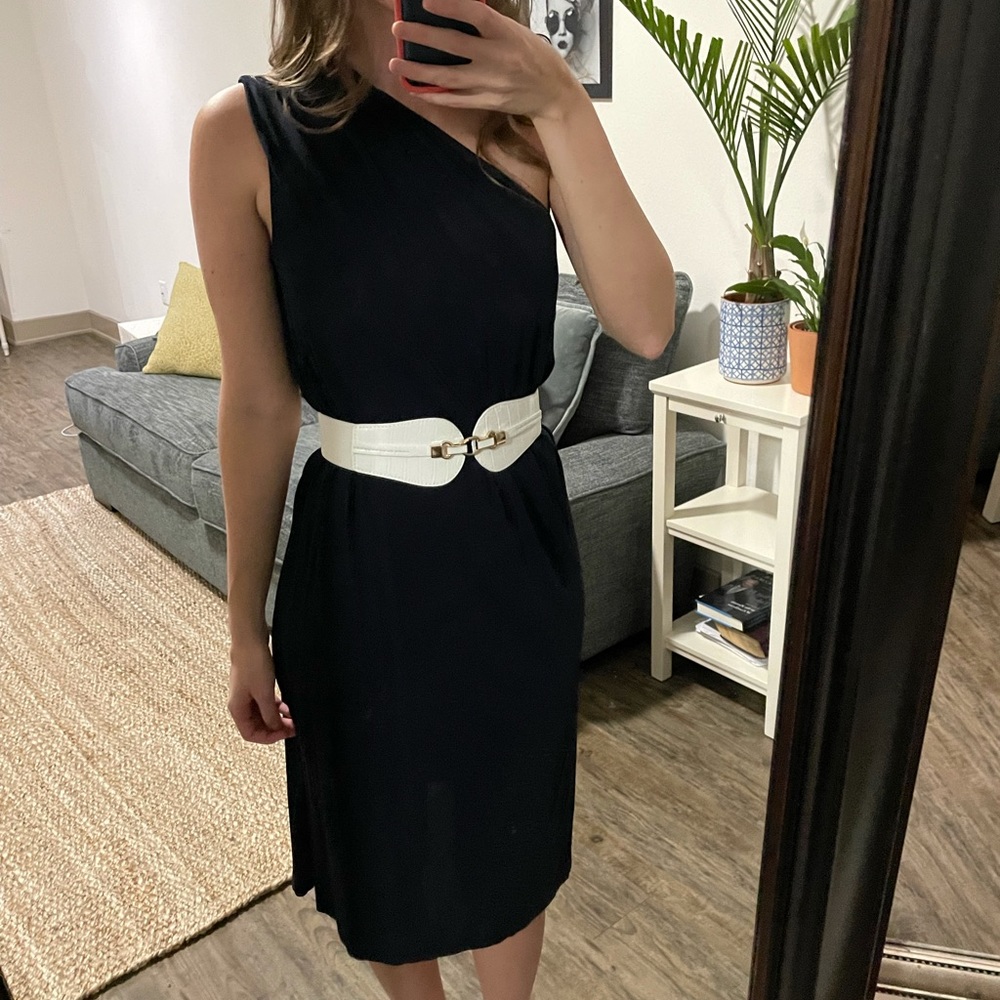 Navy One Shoulder Dress